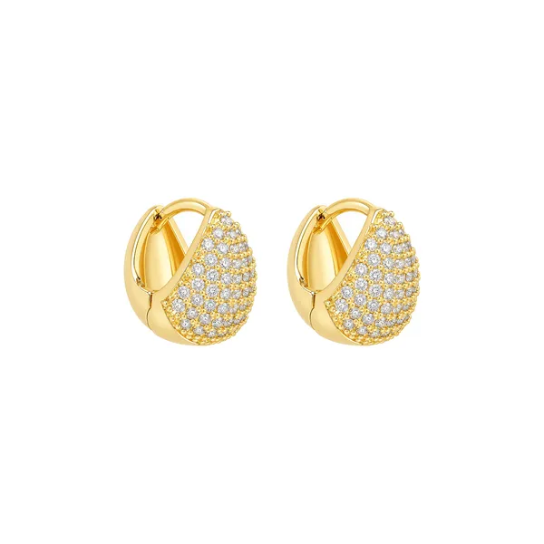 Brinco Dourado Argolinha Gota Cravejada de Zircônia